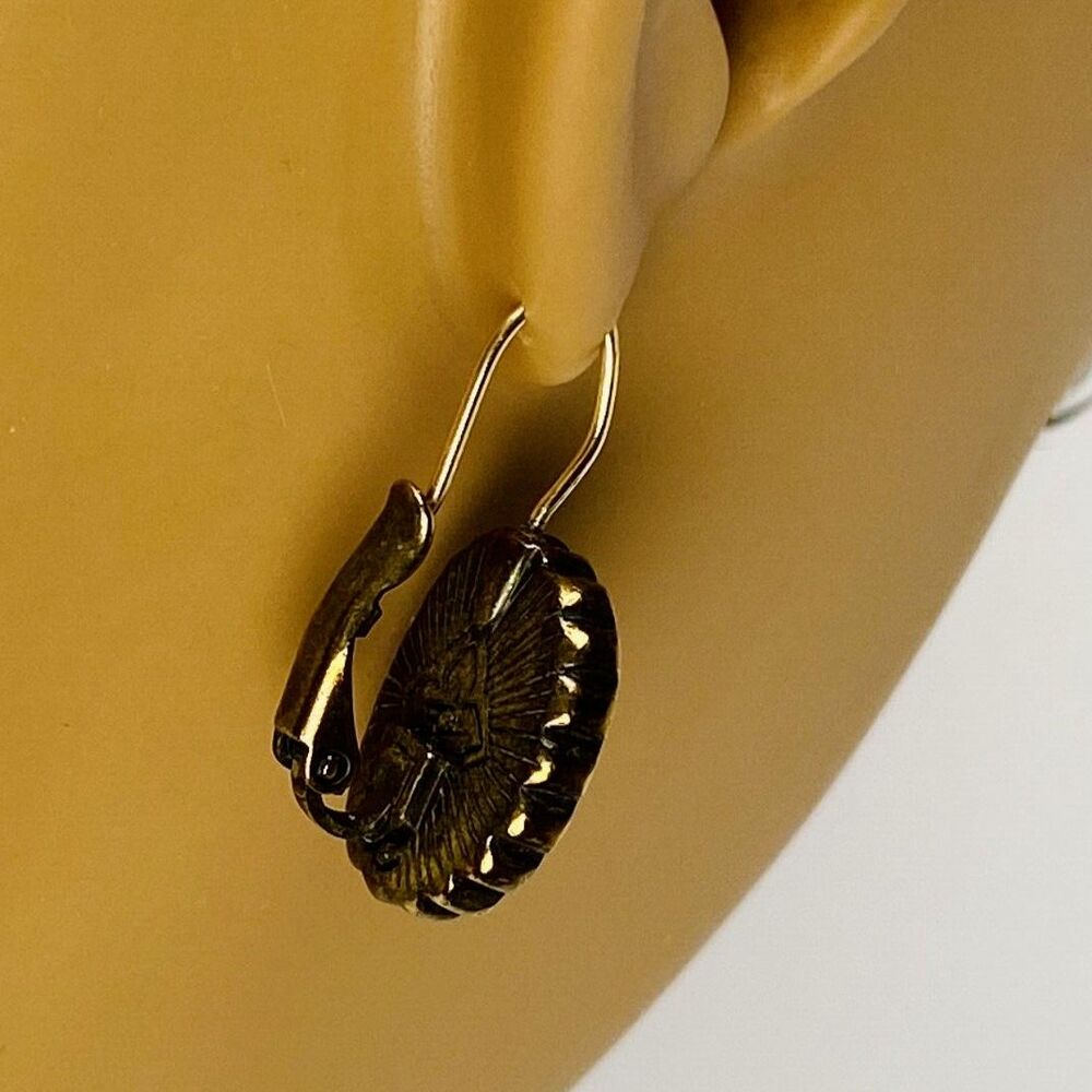 Vintage Lia Sophia Floral Medallion Necklace Choker and Earrings Green Brown Set - Picture 8 of 11